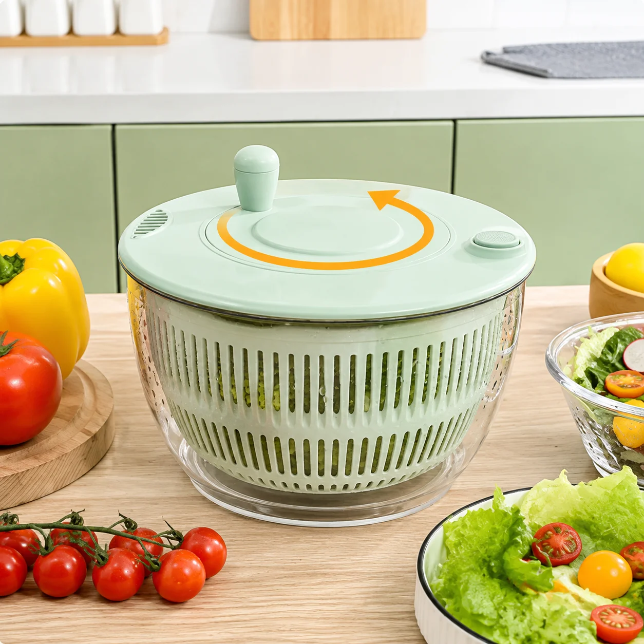 Multifunctional Salad Spinner Vegetable Cutter Washer Large Capacity Fruit Vegetable Dryer Colander Basket Kitchen Tool
