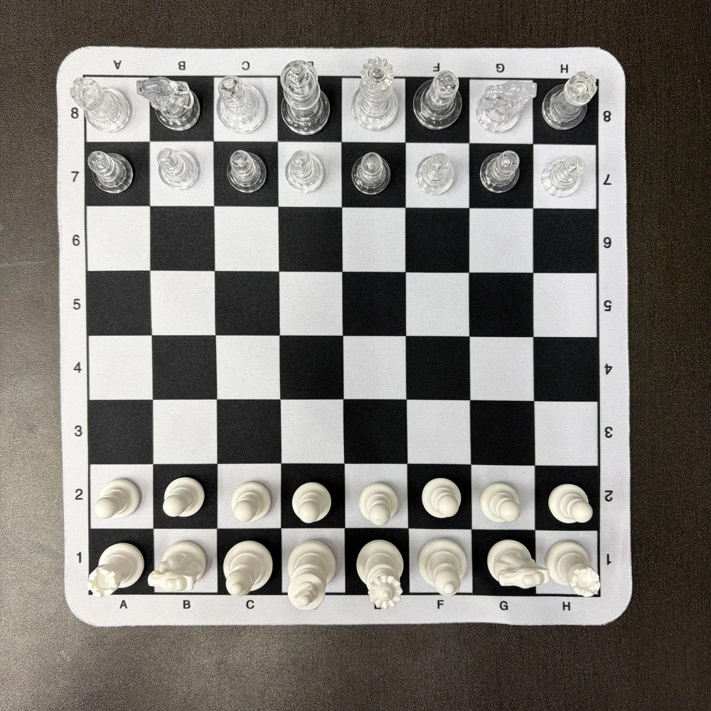 24CM/9.45IN Chess Sets,Black and white Include: A Chessboard mat + 32 Pieces for Family Gatherings and Party Game Night