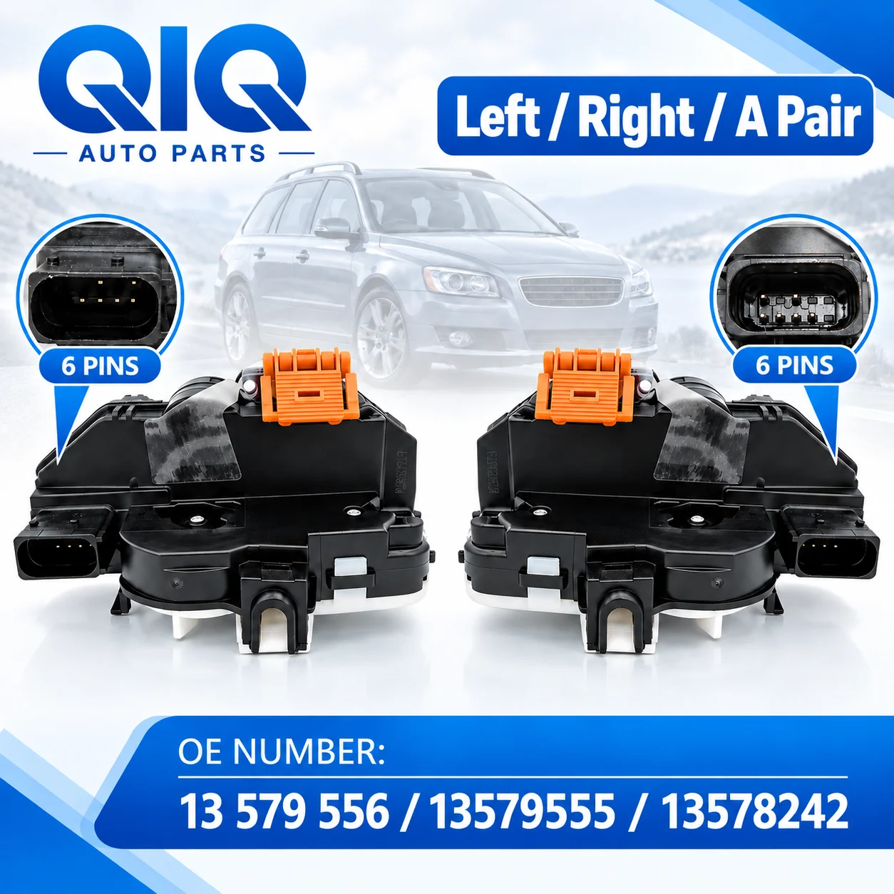 Rear Door Lock Actuator 6-Pin LH RH Pair For Opel Astra J 2009-2015 Insignia A 2008-2017 Zafira C 2011-2019 13579555 13579556