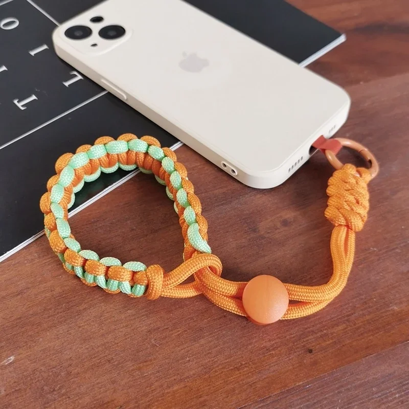 Short Adjustable Wrist Strap, Multi Strand Woven, Sturdy Mobile Phone Protection Strap, Portable Clip Style