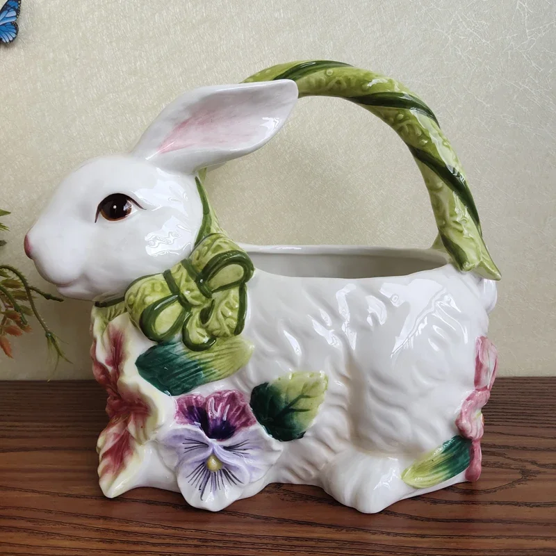 

Postoral Ceramic Rabbit Shaped Candy Storage Jar Porcelain Dried Fruit Container Kitchen Food Spice Jars for Home Wedding Decor