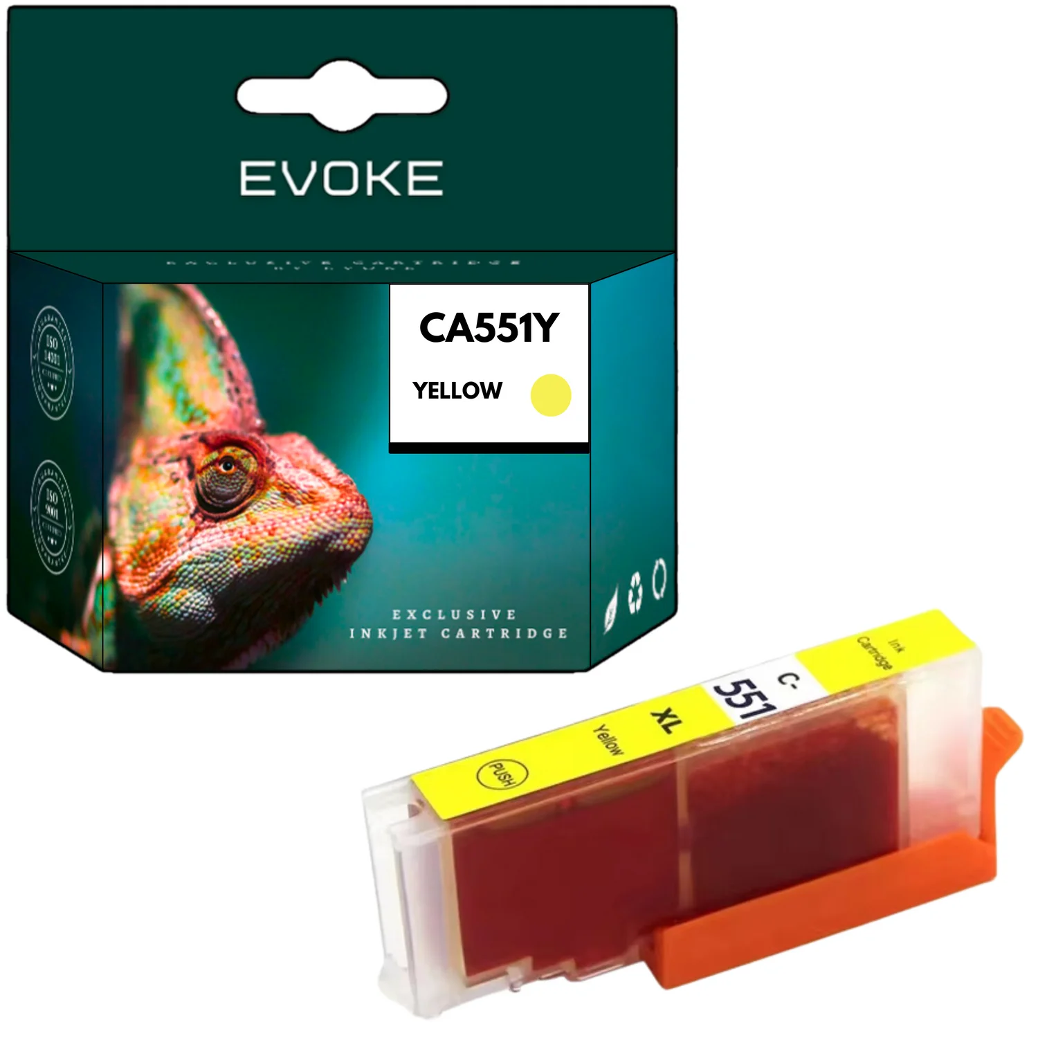 Evoke Compatibele Inkt voor Canon Cli-551Xl Cli551Xl 6511B001 Cli551Y Geel 12 ml 760 Pagina's Pixma Ip7200 7240 7250 8700 8720 8750; Ix6800 6820 6850; Mg5400 5450 5500 5550 5600 5650 5655 6300 6350