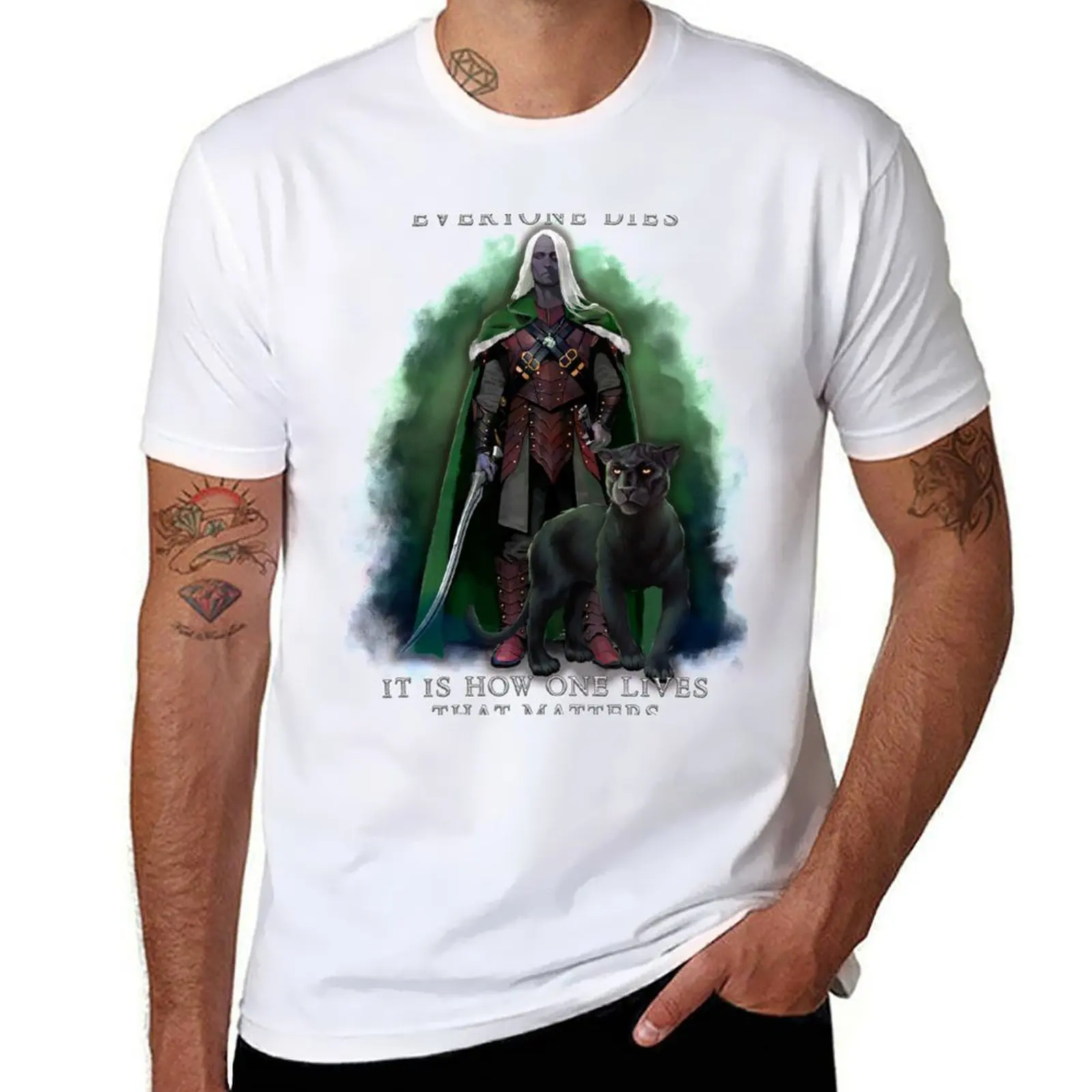 Drizzt Do'Urden Drow Fighter 138 تي شيرت تي شيرت للرجل جرافيك تي شيرت تي شيرت للرجل القطن الناعم تي شيرت