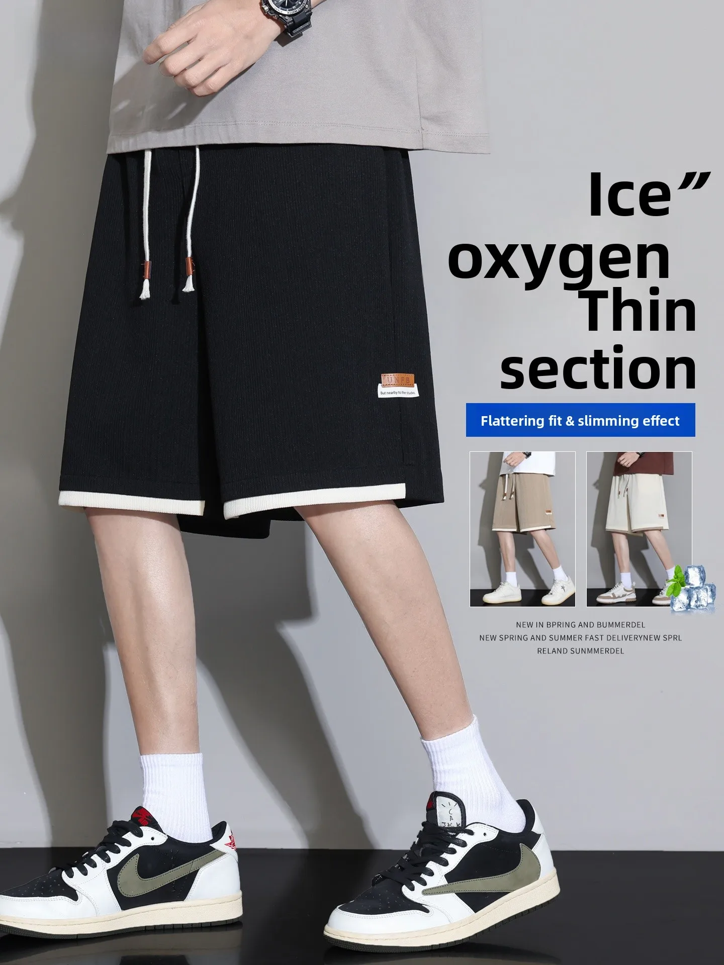 

Ice Silk Casual orts Men's Summer Thin Loose Wear Outdoor Qui Dry Sports Five-Quarter Pants Straight Leg ket Detail