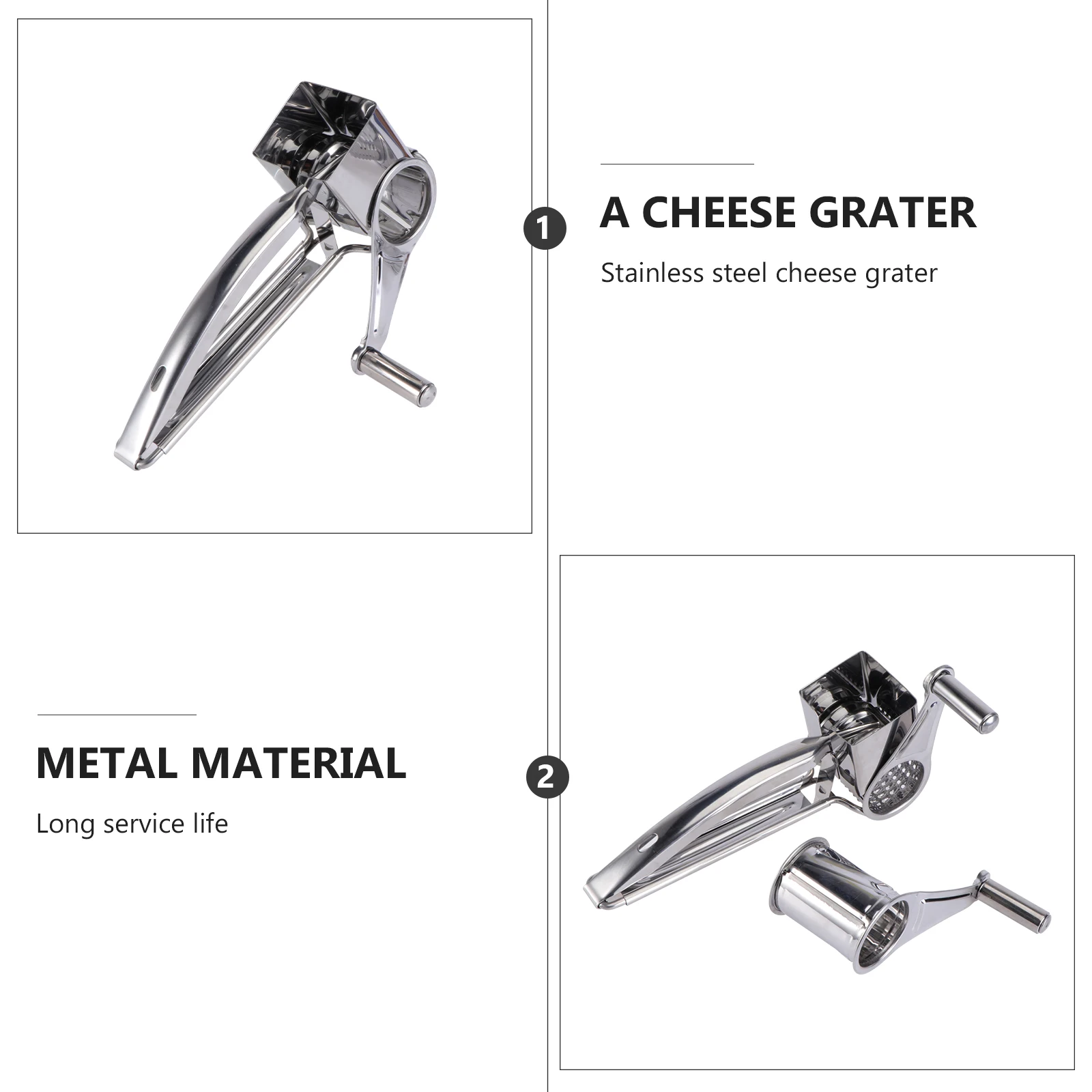

1 Set Stainless Steel Cheese Grater Set Handheld Rotary Cheese Shredder Cutter Slicer Kitchen Tool Blades Never Rust