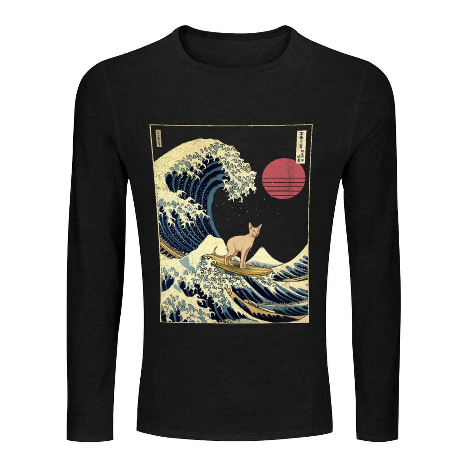 Oriental Shorthair Cat Kanagawa Japanese Surfing Wave Long T-Shirt tees designer t shirt men