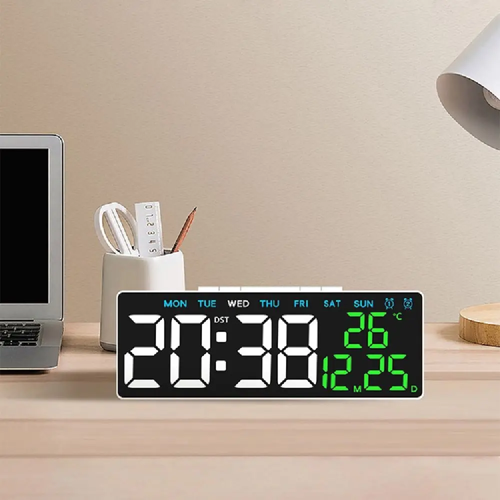 Reloj Electrónico LED con Formato 12/24H, Fecha, Semana, 2 Alarmas