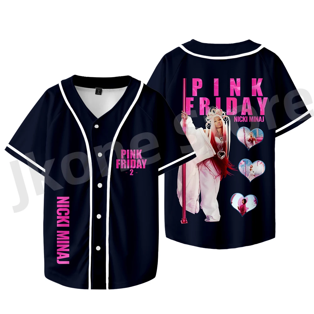 

Nicki Minaj Baseball Jacket Pink Friday 2 Album Merch T-shirts Women/Men Fashion Casual Streetwear Tee Top