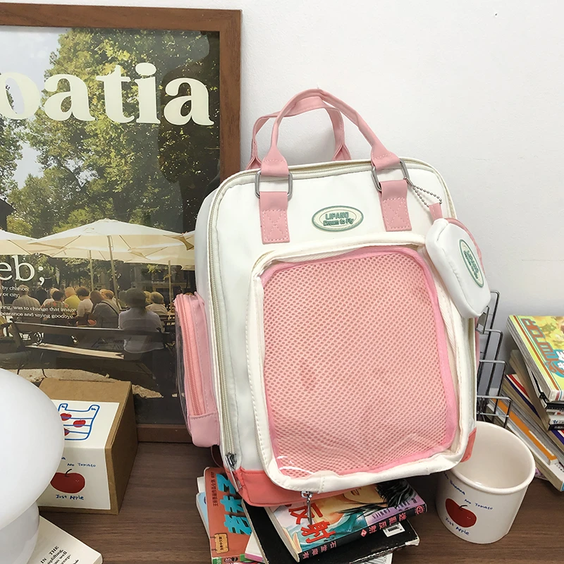 New Backpack Women Clear Transparent Itabag Girls Multipockets School Bags For Teenage Girls Women Bag Ita Bag DIY Backpacks