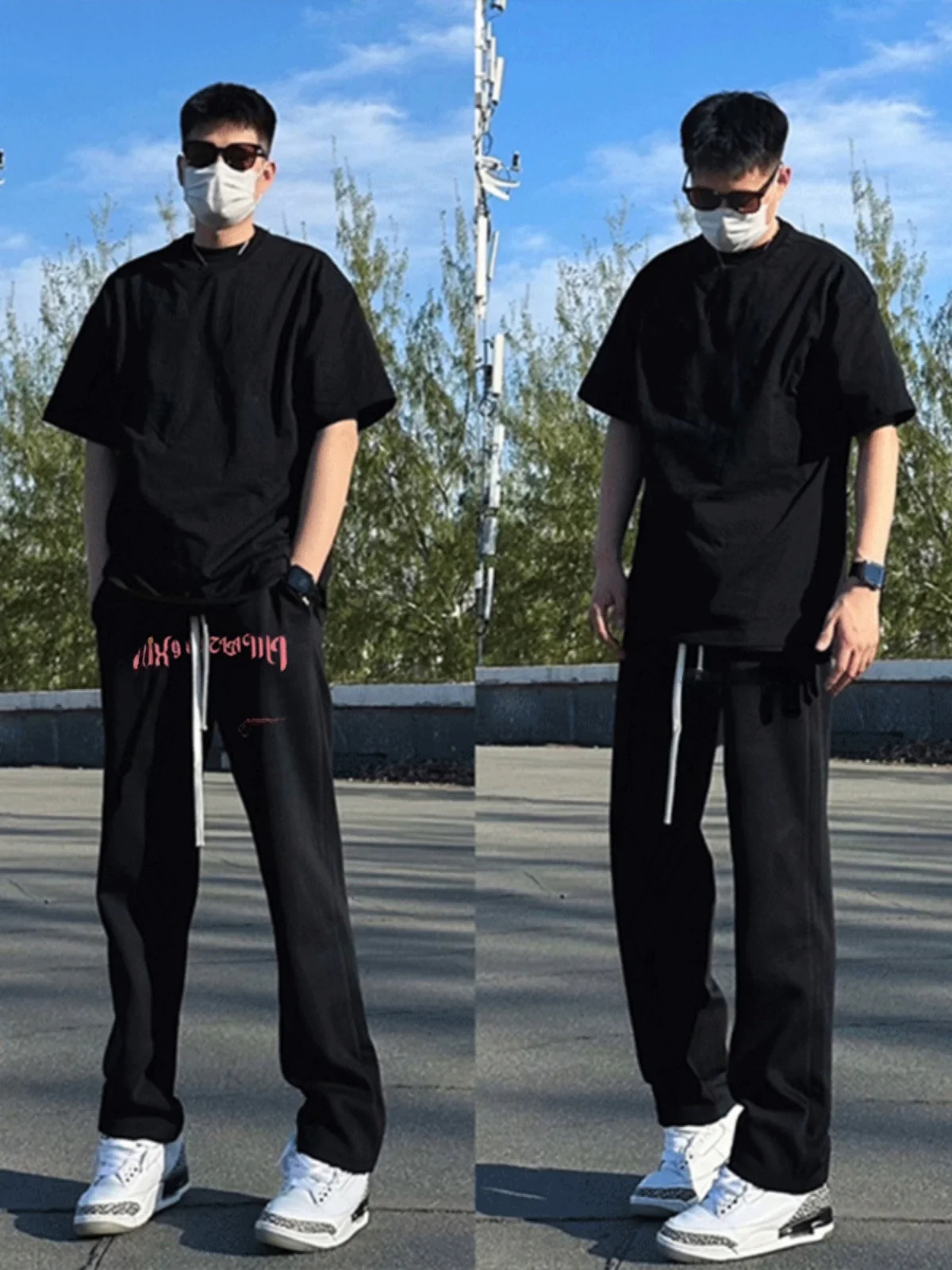 

Американские повседневные свободные длинные брюки с принтом Bla, мужские третые осенне-зимние широкие спортивные штаны, модные молодежные