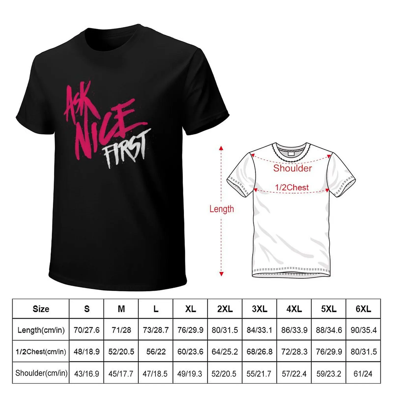 Ask Nice First T-Shirt Basic Casual Short Sleeve Cotton Shirt