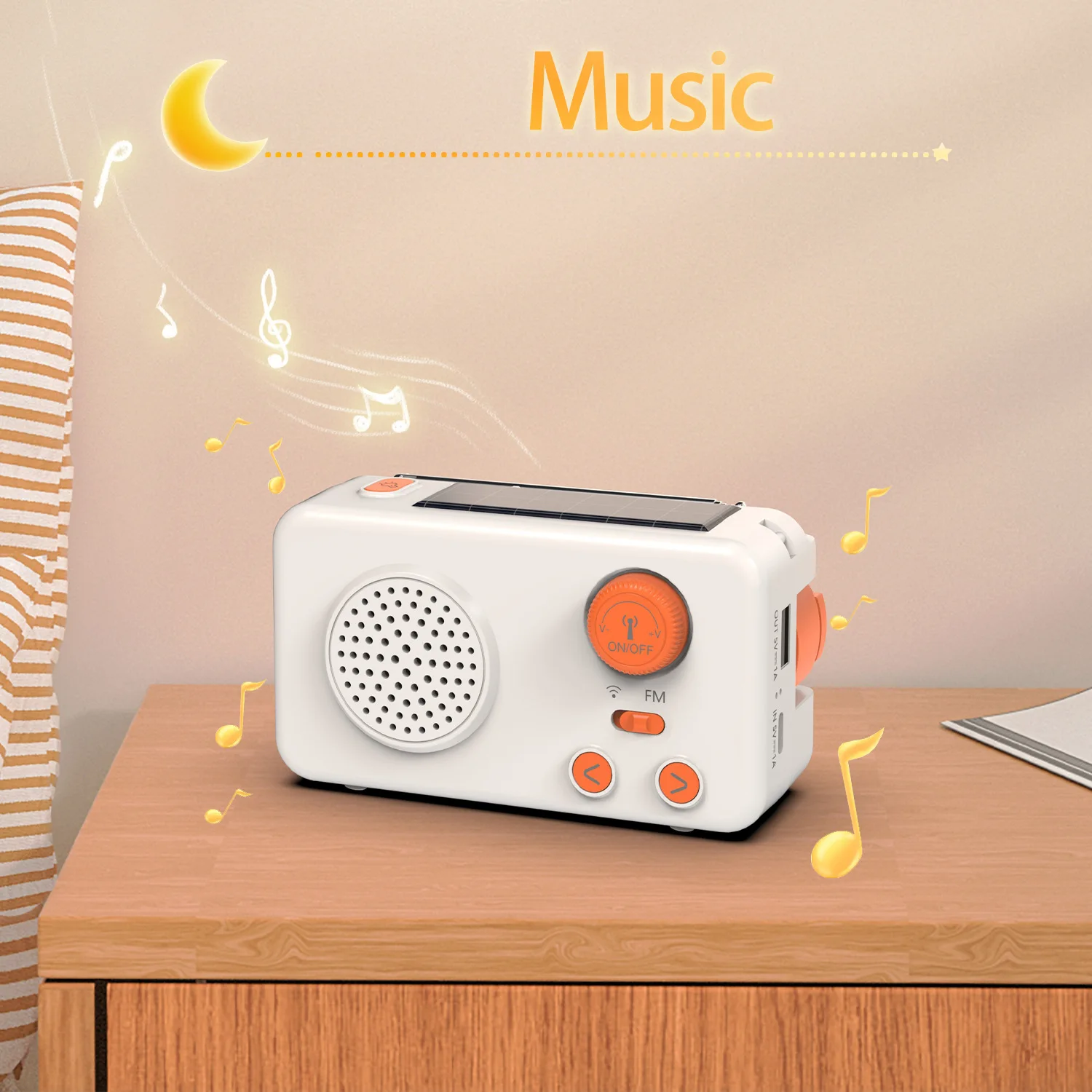 

New Solar Radio Outdoor Emergency Integrated High Battery Life Power Bank Hand Crank Power Generation Stereo Flashlight