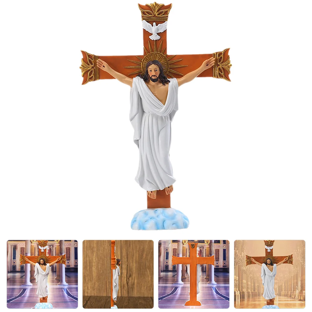 

Resin Jesus Sculpture for Table Shelf Decor Aesthetic Religious Statuette Faithful Ornament Western Home Office Interior Design