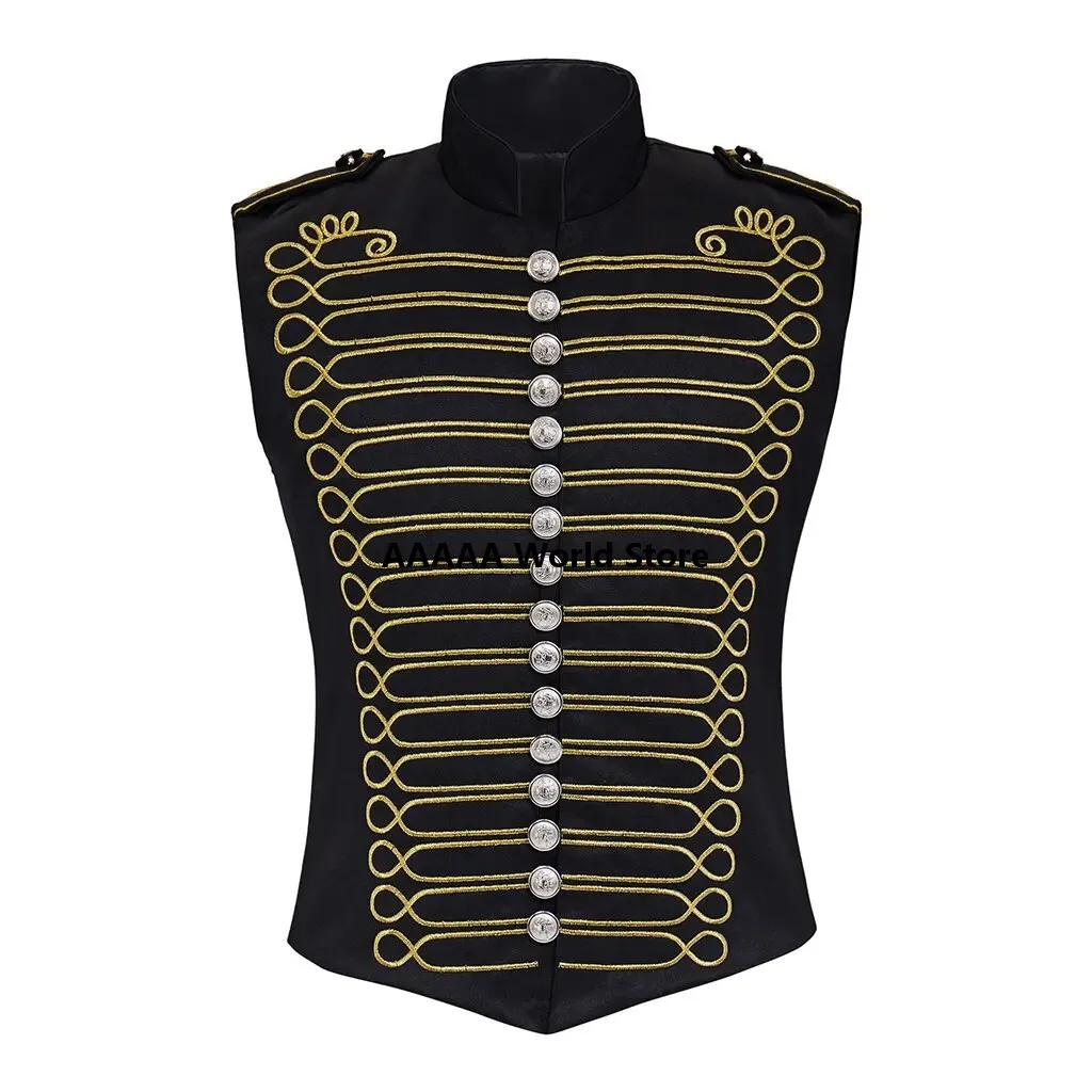 Mens Punk Rock Band Cosplay Vest Sleeveless Military Drummer Jacket Parade Costume My Chemical Romance view 6