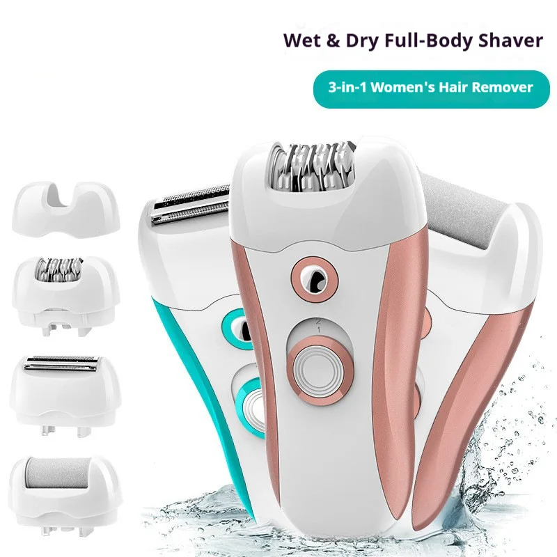 3-in-1 Lady Shaver & Callus Remover, USB-C Rechargeable, Waterproof, LED Light, 2 Speeds for Armpits Legs Bikini and Foot Care