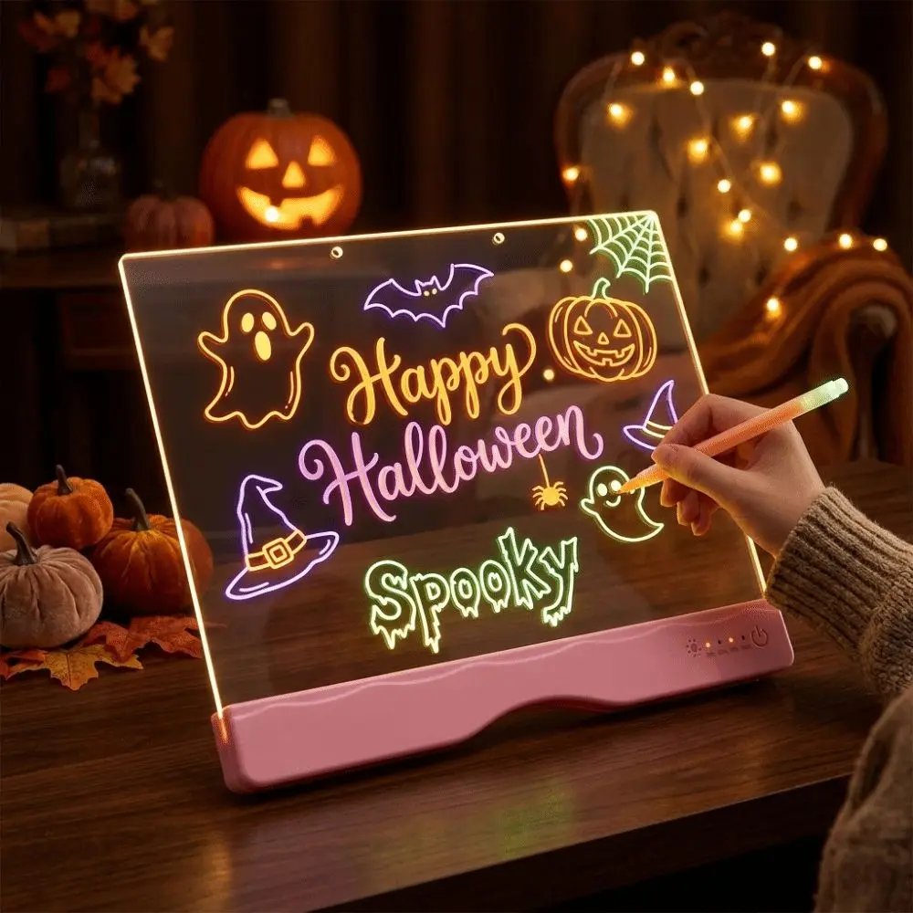 Rechargeable LED Light Drawing Board Acrylic Panel Erasable Rechargeable Acrylic Message Board Type-C Charging Smooth Surface