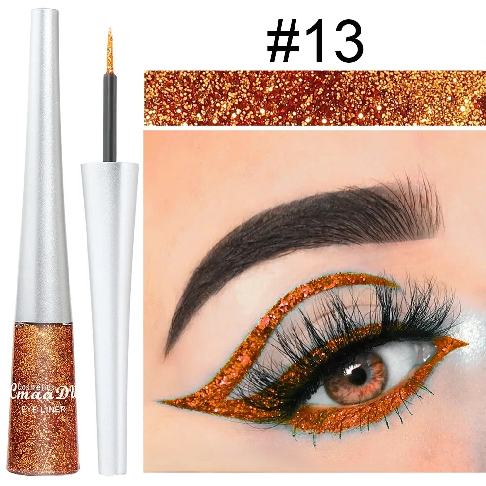 Crayon Eyeliner liquide pailmétrage nacré, diamant brillant, stylo eye-liner liquide, fard à barrage durable 16 couleurs, maquillage des yeux