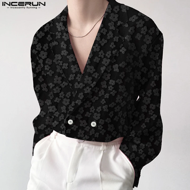 

INCERUN Men Blazer Flower Printing Lapel Long Sleeve Button Casual Thin Suit Men Streetwear Autumn 2025 Fashion Male Coats S-5XL