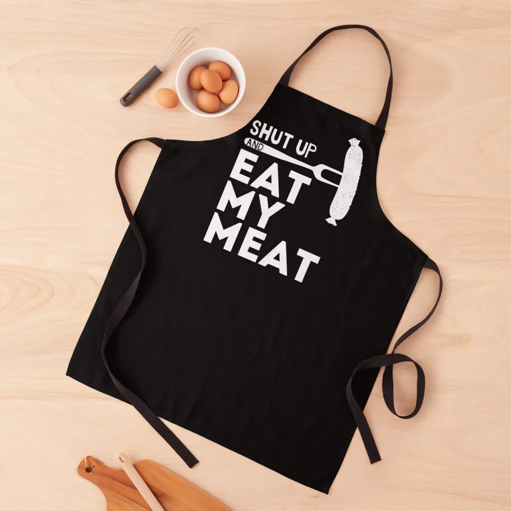 

SHUT UP AND EAT MY MEAT Apron women's work christmas decoration Cute Kitchen Accessories Barista Apron