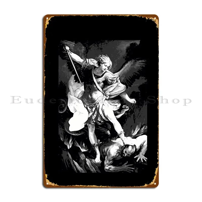Saint Michael Archangel Metal Plaque Cinema Create Bar Garage Living Room Tin Sign Poster
