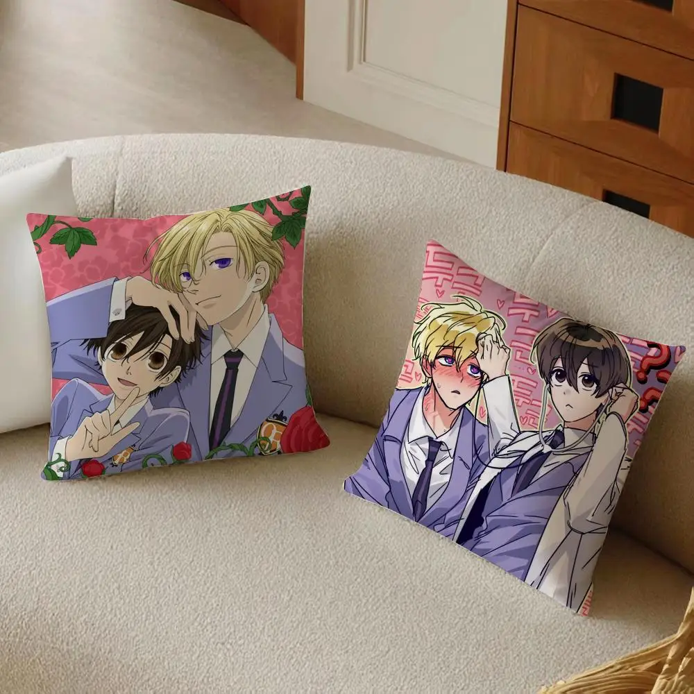 O-Ouran High School Cushion Cover Daily Washable Linen Pillowcase Soft  for Sofa Bed Home Room Decor