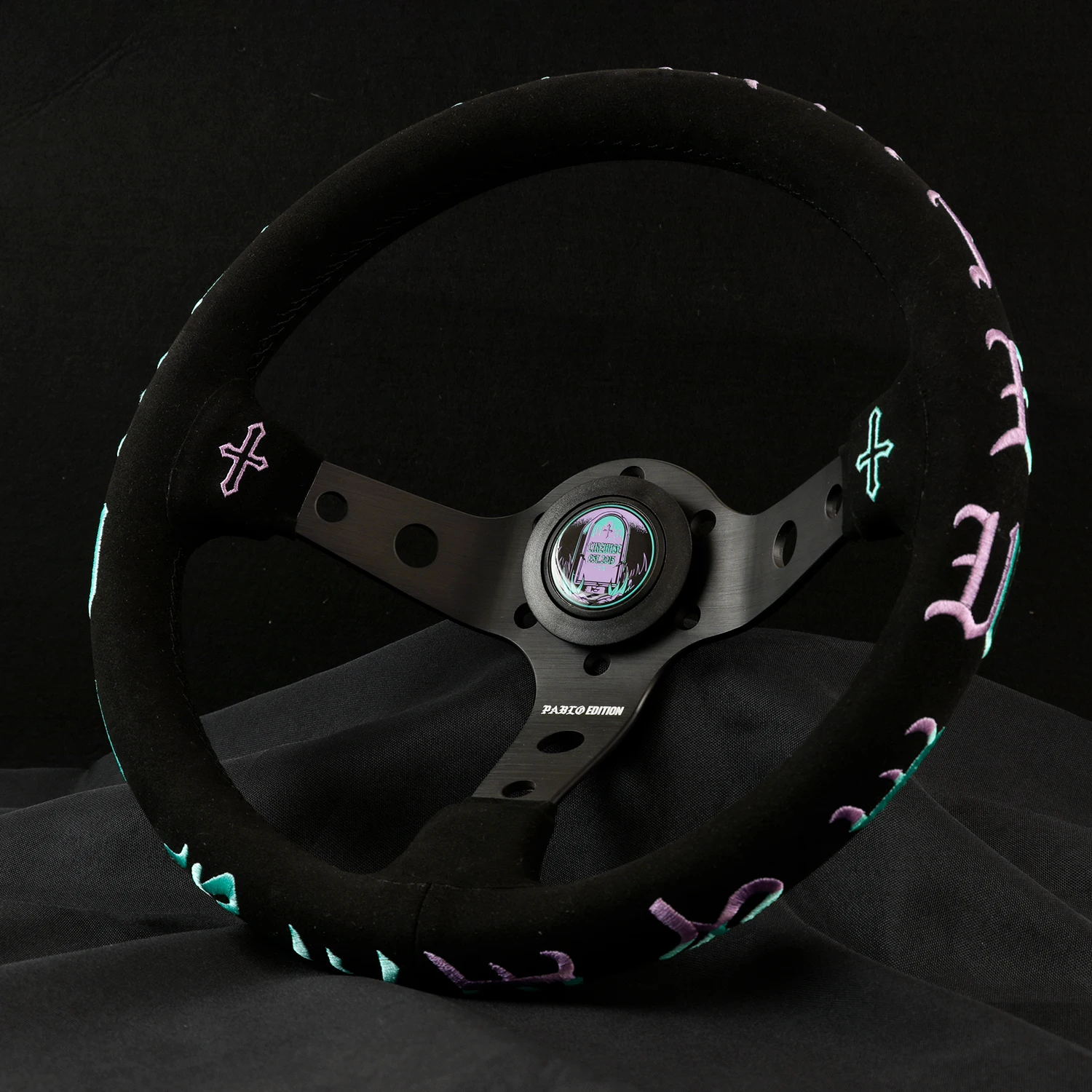 LW 320mm Pablo Edition Embroidery Deep Dish Sport Steering Wheel for MOMO OMP NRG SPARCO HKB Hub view 2