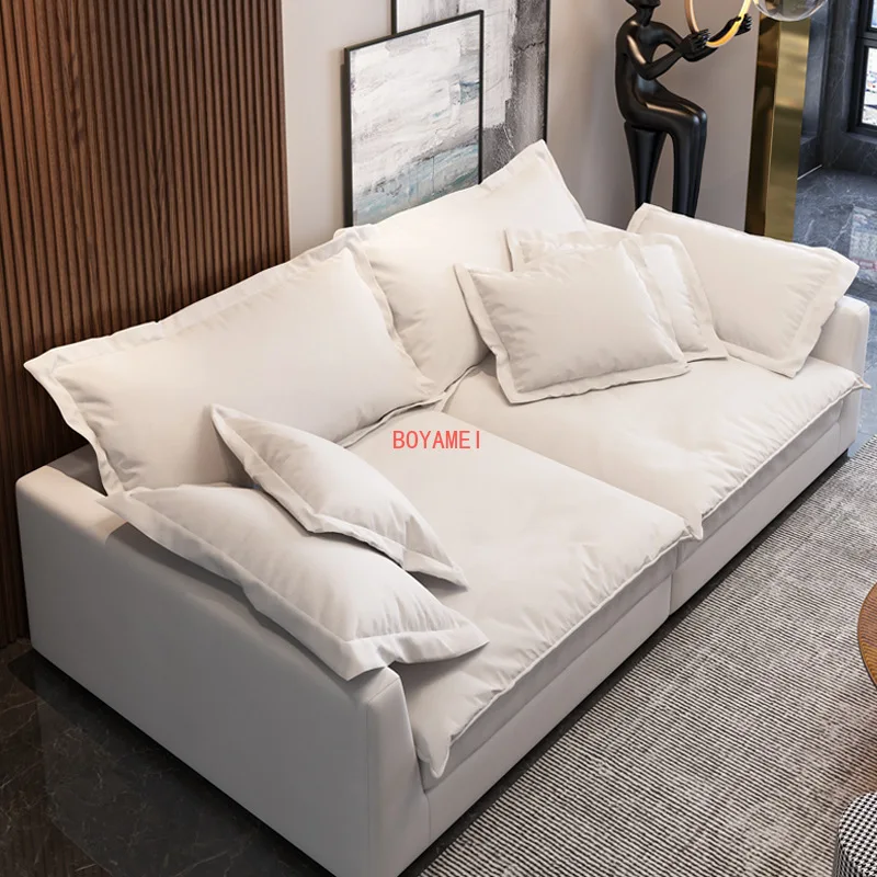 

Straight-row fabric down sofa Modern simple Nordic technology cloth size apartment super-wide sitting room furniture