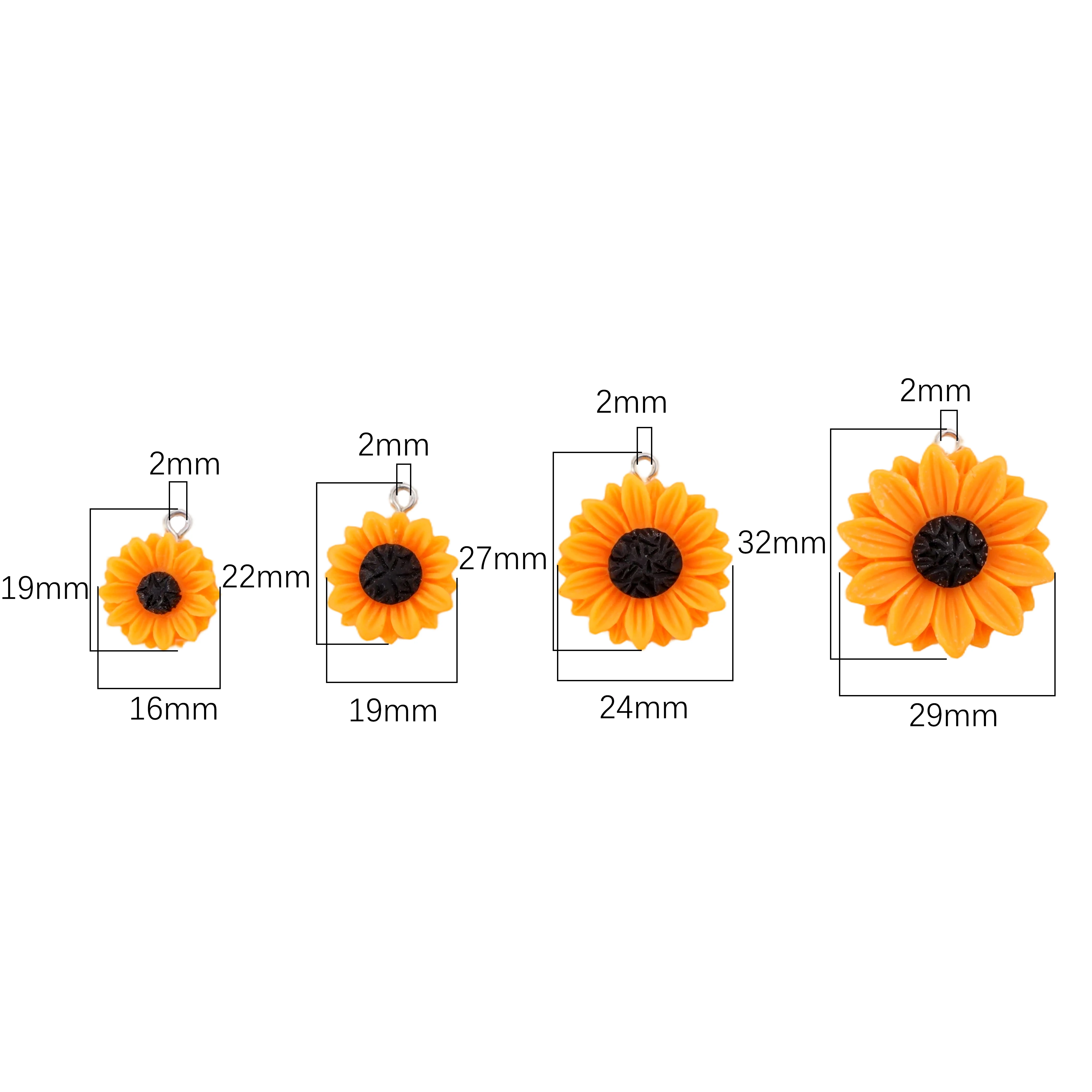 5 Stück Sonnenblumen-Anhänger aus gelbem Harz für die Schmuckherstellung, DIY, handgefertigte Halskette, Ohrringe, Armband, Schmuckzubehör – Detail 2