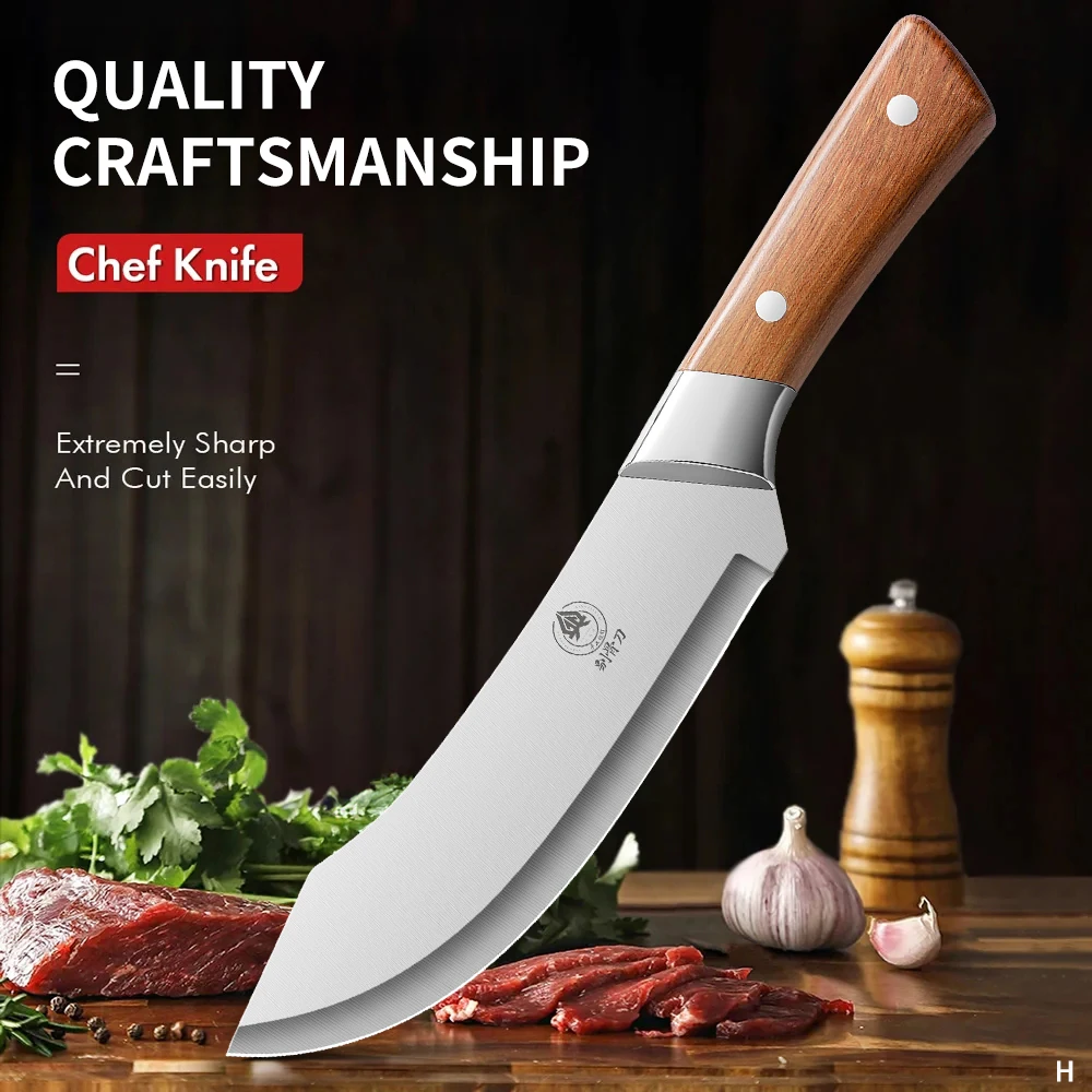 

1PC Kitchen meat knife, pig butcher knife, bone cutting knife, pork cutter, with knife cover