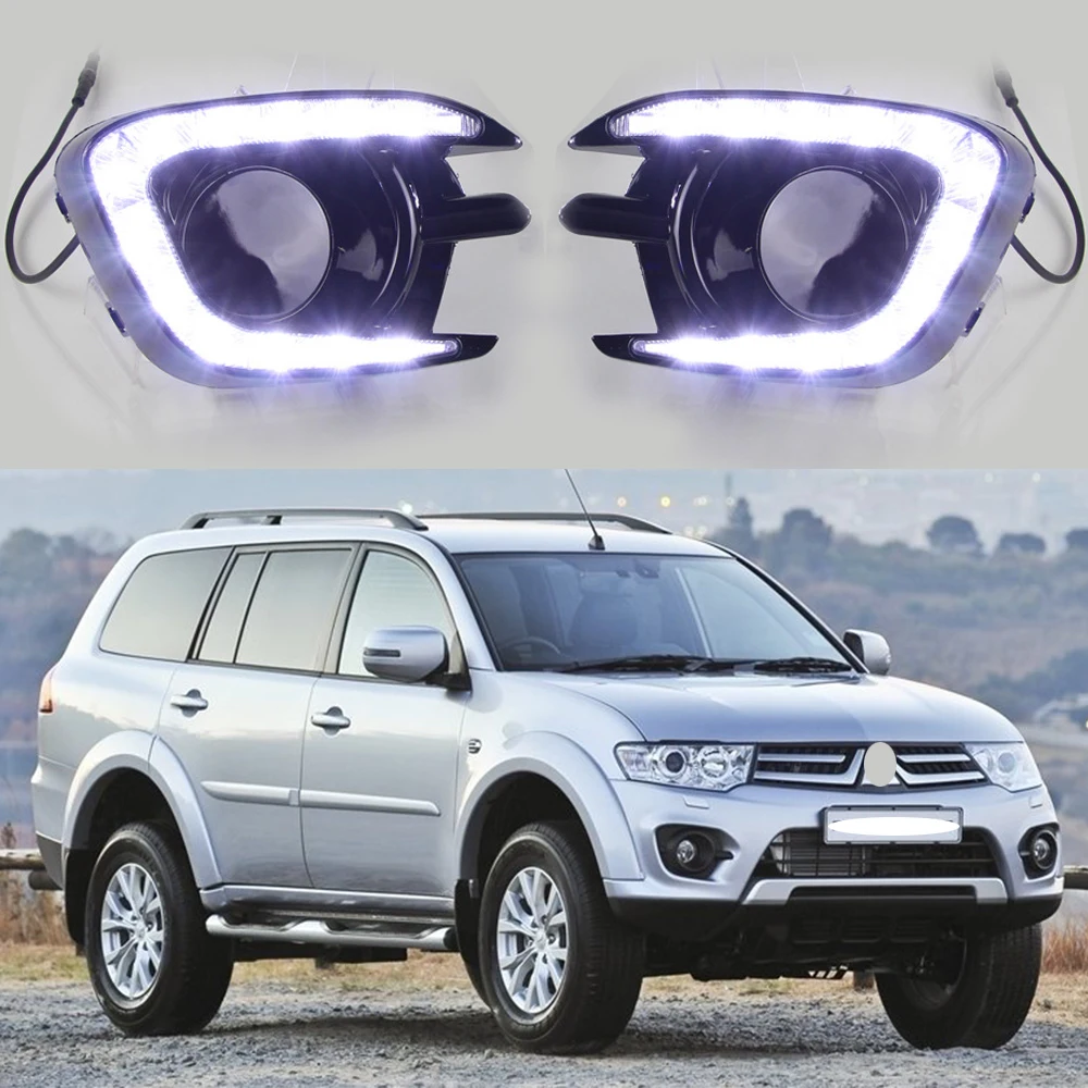 

LED DRL Car Daytime Running Light Fog Lamp with Turn Signal Assembly Accessories For Mitsubishi Montero/Pajero 2013 2014 2015