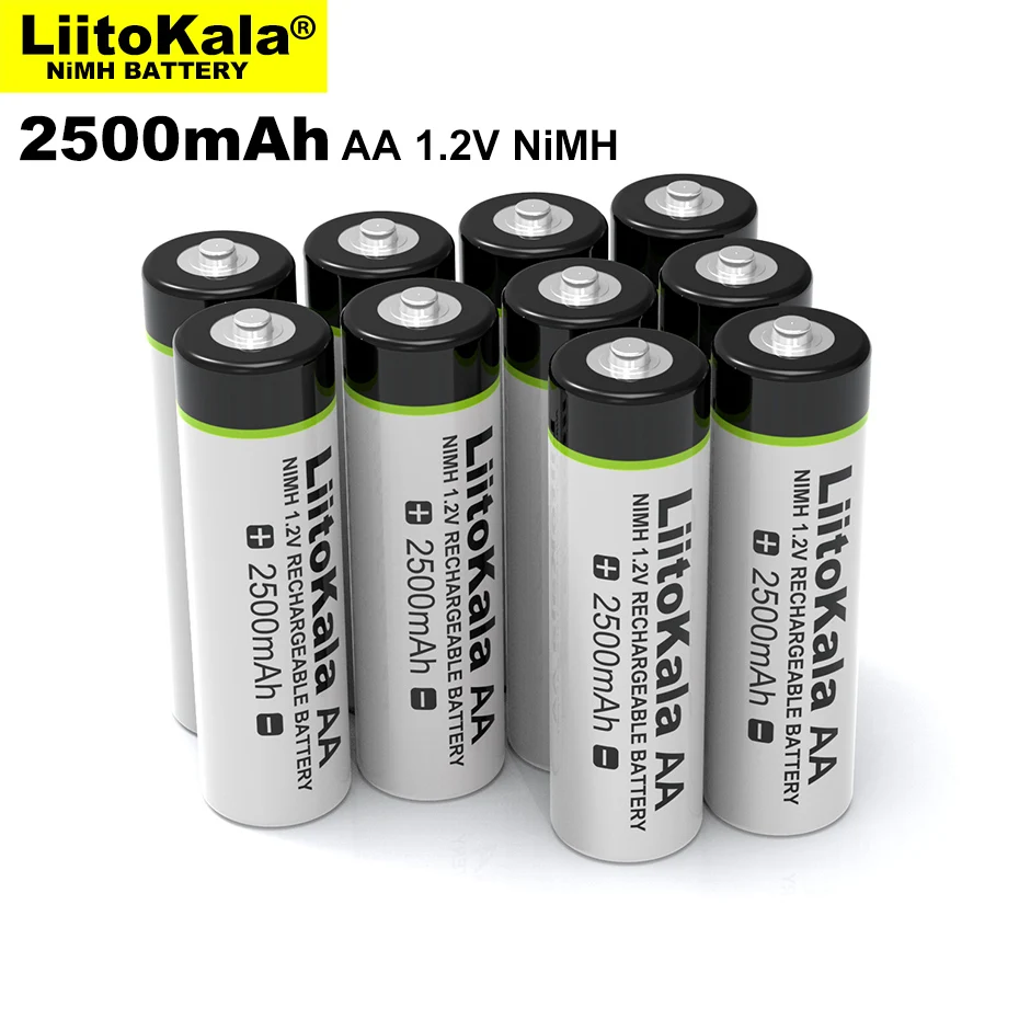Liitokala 1,2 V AA 2500mAh Ni-MH 2.5A batería recargable aa para pistola de temperatura Control remoto ratón baterías de juguete