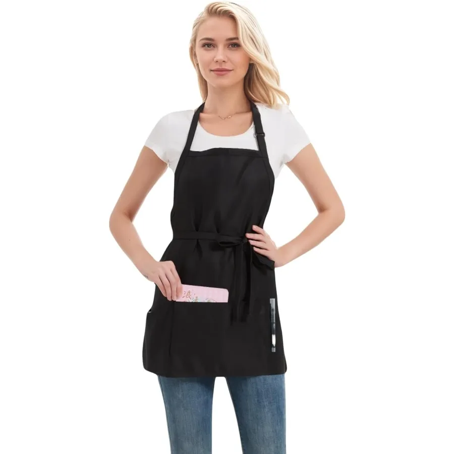 

Регулируемые водонепроницаемые фартуки с 3-мя карманами для мужчин и женщин, фартук для сервера для кухни, ресторана садоводства
