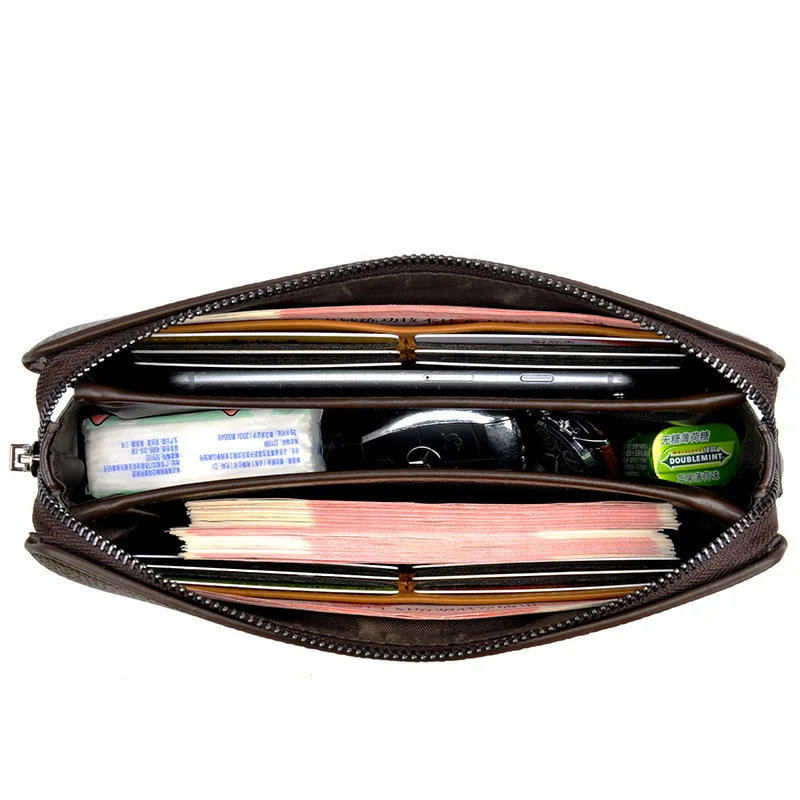 New Luxury Brand Men Clutch Bag Leather Long Purse Password Money Bag Business Wristlet Phone Wallet Male Casual Handy Bags