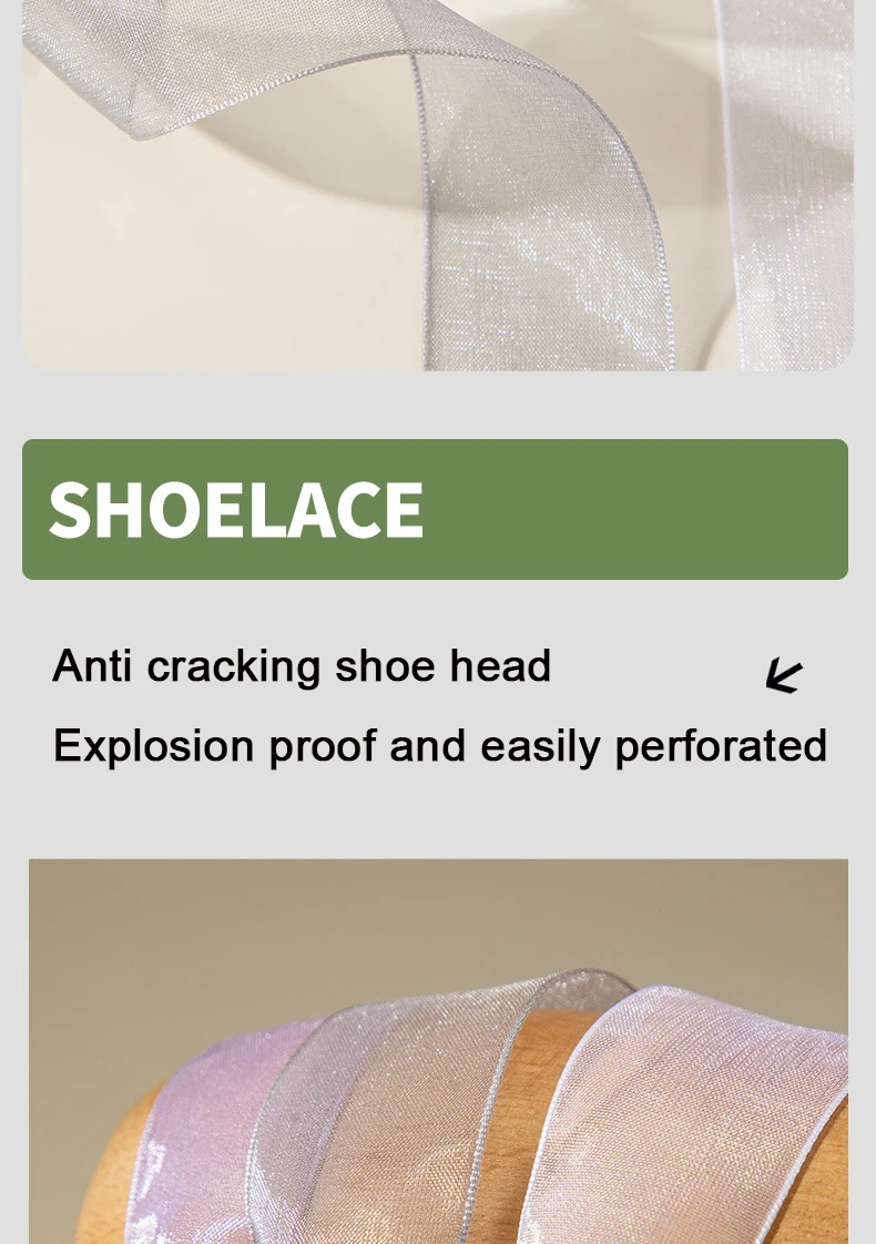 Flache Seiden-Schnürsenkel, Tüll-Gewebe, Schneefarbene Schnürsenkel für Sneaker, Ballettschnürsenkel, Chiffon-Garn-Schnürsenkel, Schuhzubehör, 2,5 cm Breite – Detail 4