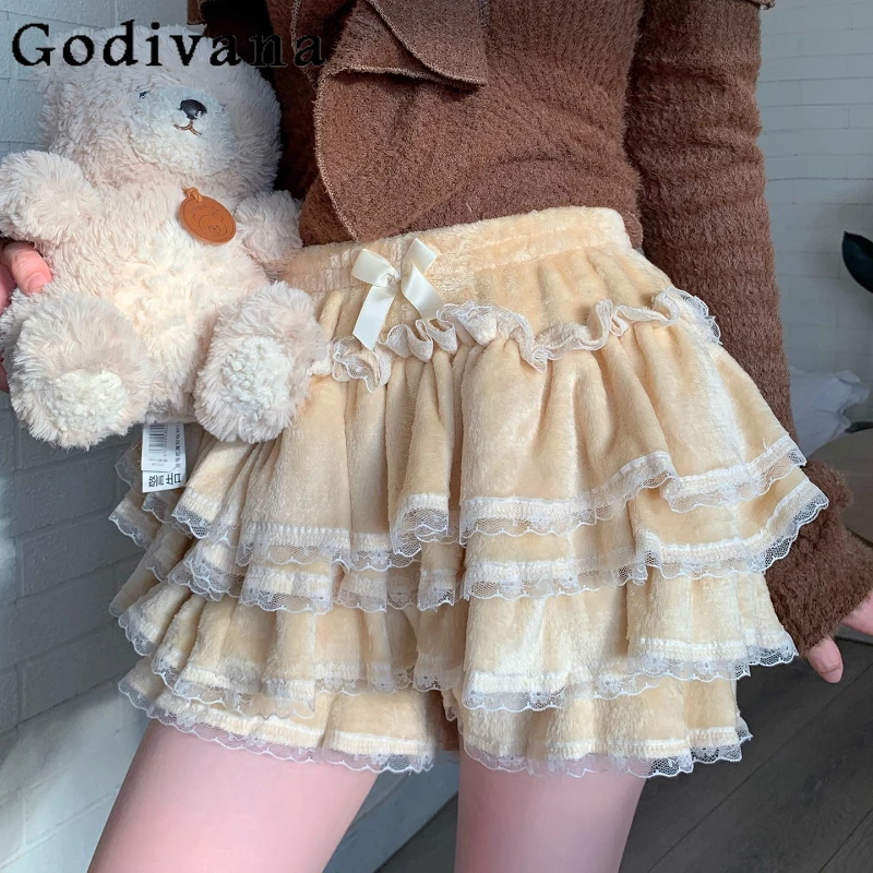

Japanese Lolita Inner Wear Plush Safety Pants for Women JK Base Layer Puffy Cake Skirt Female High Street Mini Corinoline