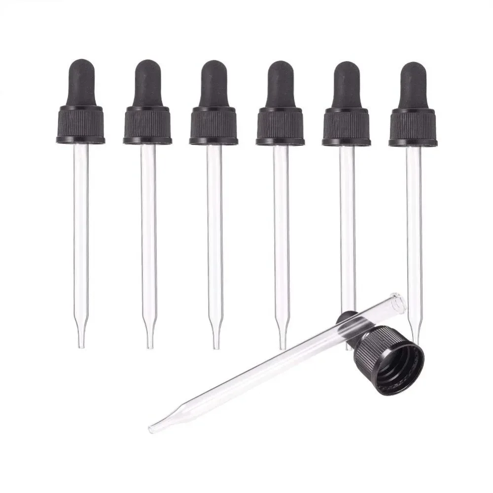 

Set of 12 Glass Eye Droppers for Essential Oil 100ml Pressure Rotating Cover Oil Droppers Pipettes Roller Tops for making kit