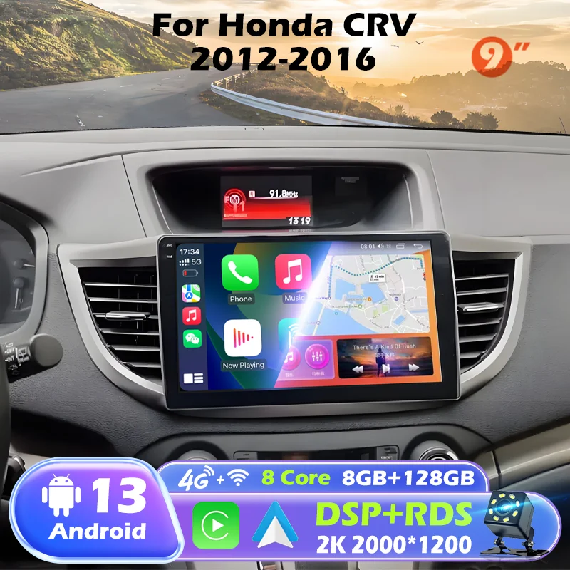 

Обновление 9-дюймового Android 13 для Honda CRV CR-V 2011 2012 2013 2014 2015 2016 Carplay Radio Mobil Мультимедийный видеоплеер Navigasi GPS