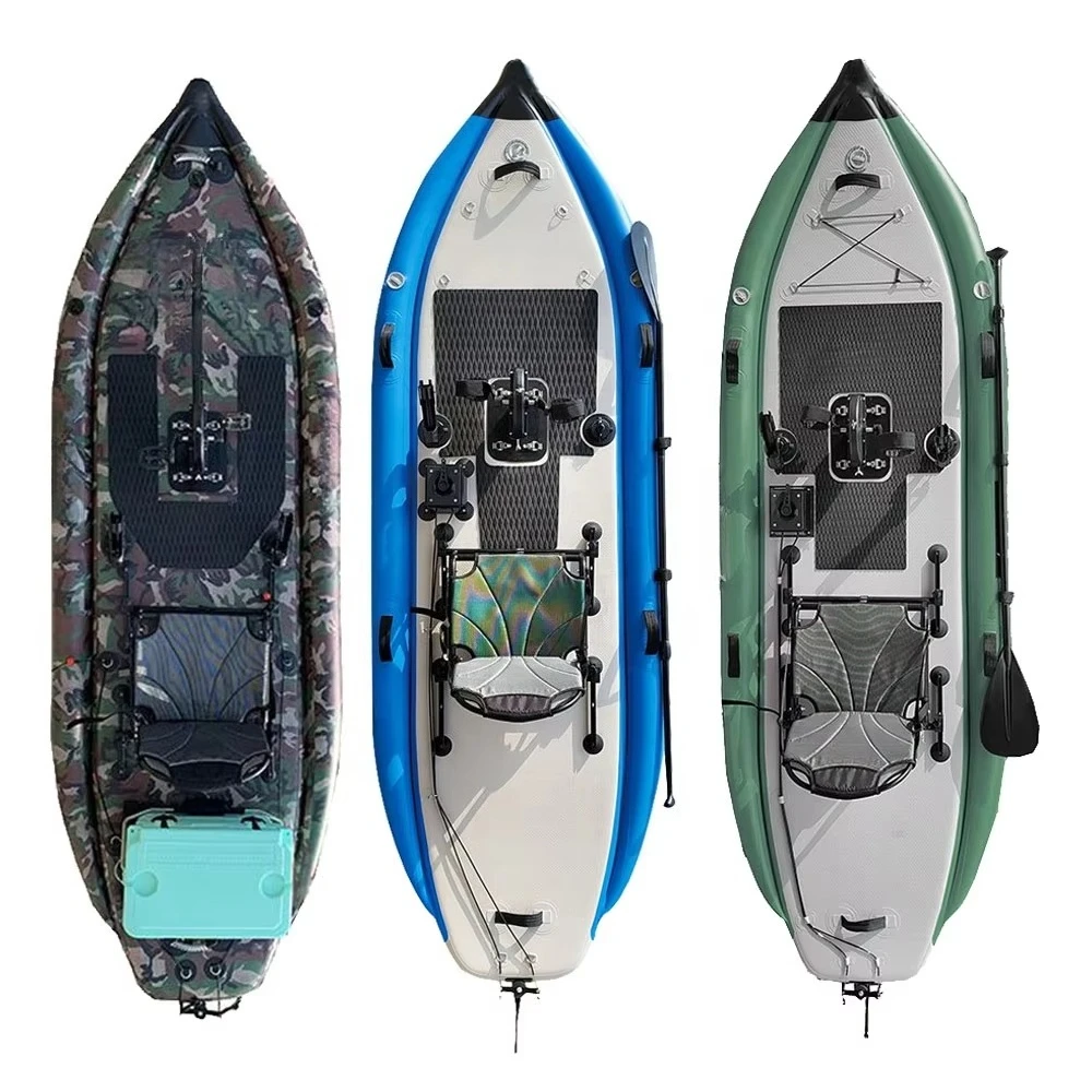 Patterned Drop Stitch Seat Sit on Top Fishing Kayak Inflatable With Foot Pedal Fishing Rod High Quality