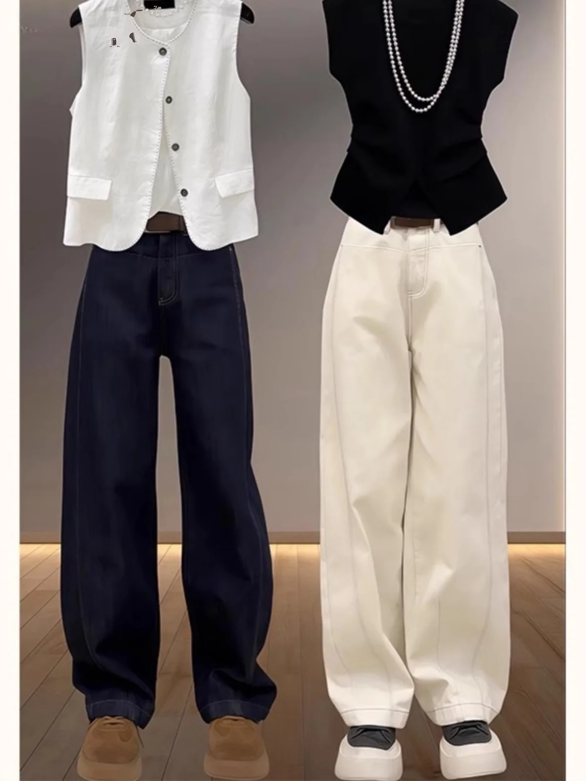 ارتفاع الخصر مستقيم الساق واسعة الساق الجينز المرأة التخسيس Bootcut الدنيم السراويل الخريف جديد Sle الكمثرى القرد حجم صغير فضفاض صالح #1