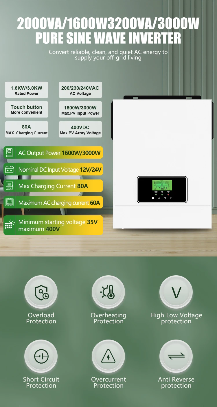 NML 3200VA/3000W Hybrid Solar Inverter with Touch Button, High AC Output, and Full  Suite