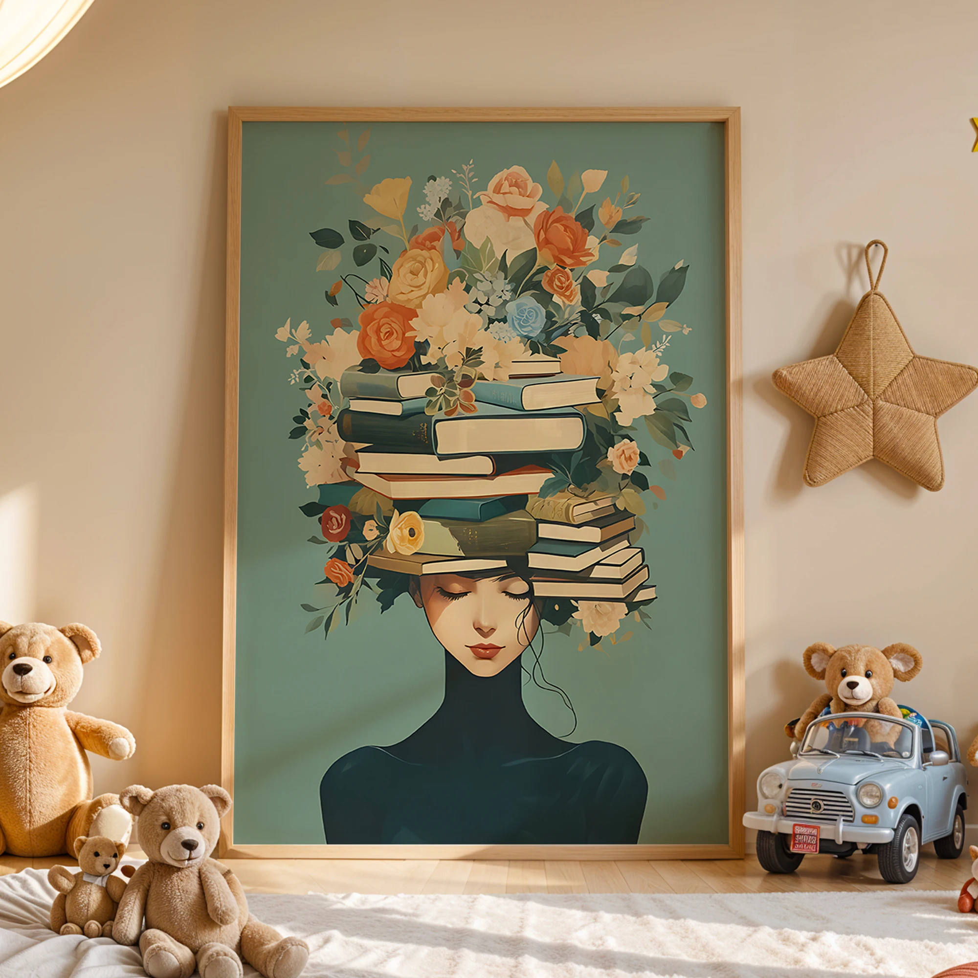 Readers Of The Flower Crown Wall Art Prints Canvas Painting Poster Picture For Living Dining Play Room Home Decor
