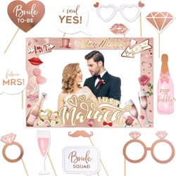 Wedding Decorations Bride to Be Paper Photo Booth Props Rose Gold  Just Married Photo Frame Bridal Shower Bachelorette Party