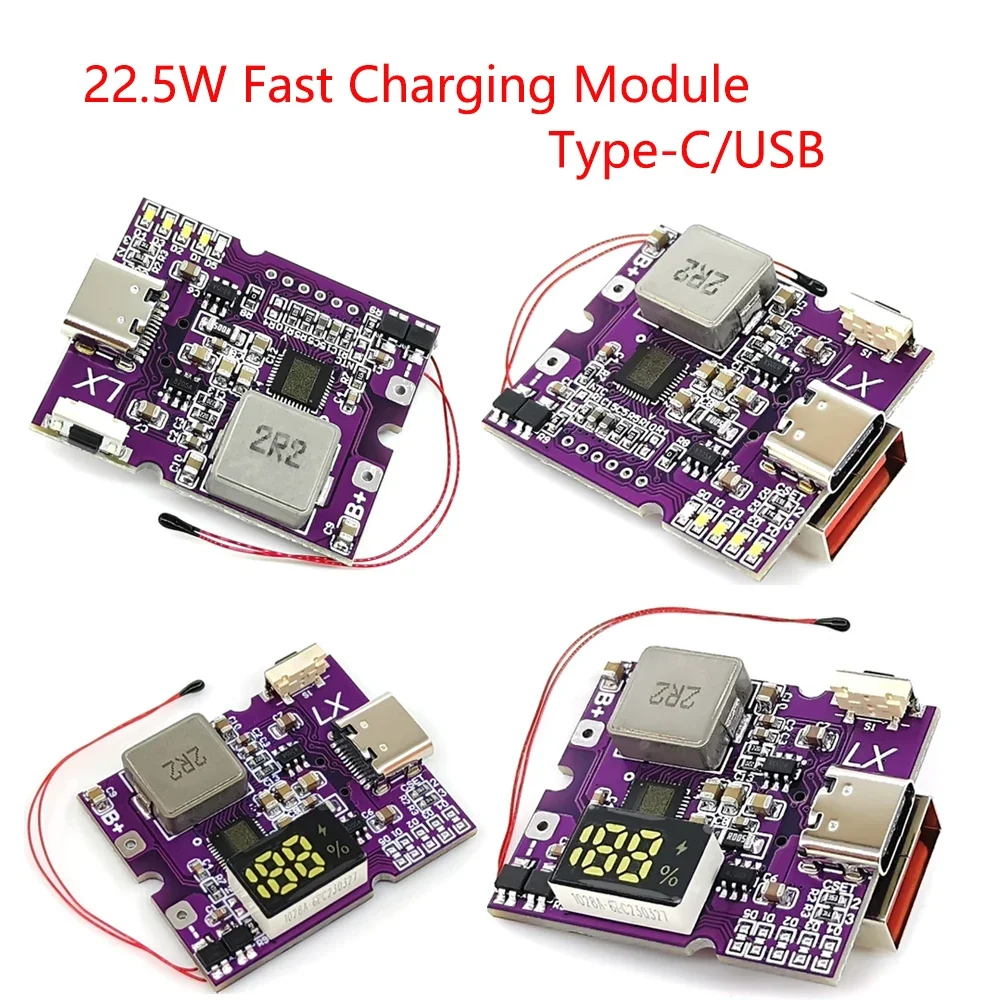 

22.5W Power Bank Bidirectional Fast Charging Mobile Power Module Circuit Board With Digital/Light Type-C USB Suppor PD/QC3.0 2.0