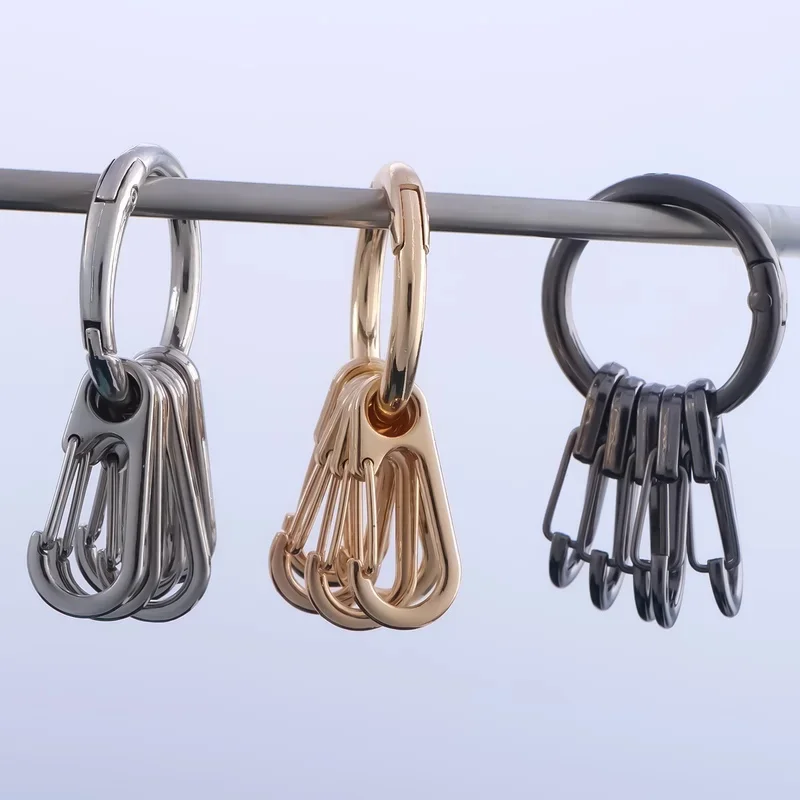 Metal O Ring Spring Clasps with 5pcs Hook Buckles for DIY Openable Round Carabiner Keychain Clips Hook Buckles Connector