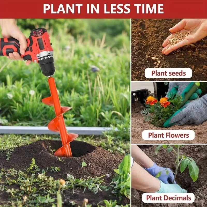 Heavy-duty spiral drill bits are used in conjunction with electric drills to dig holes in loose soil made of titanium steel