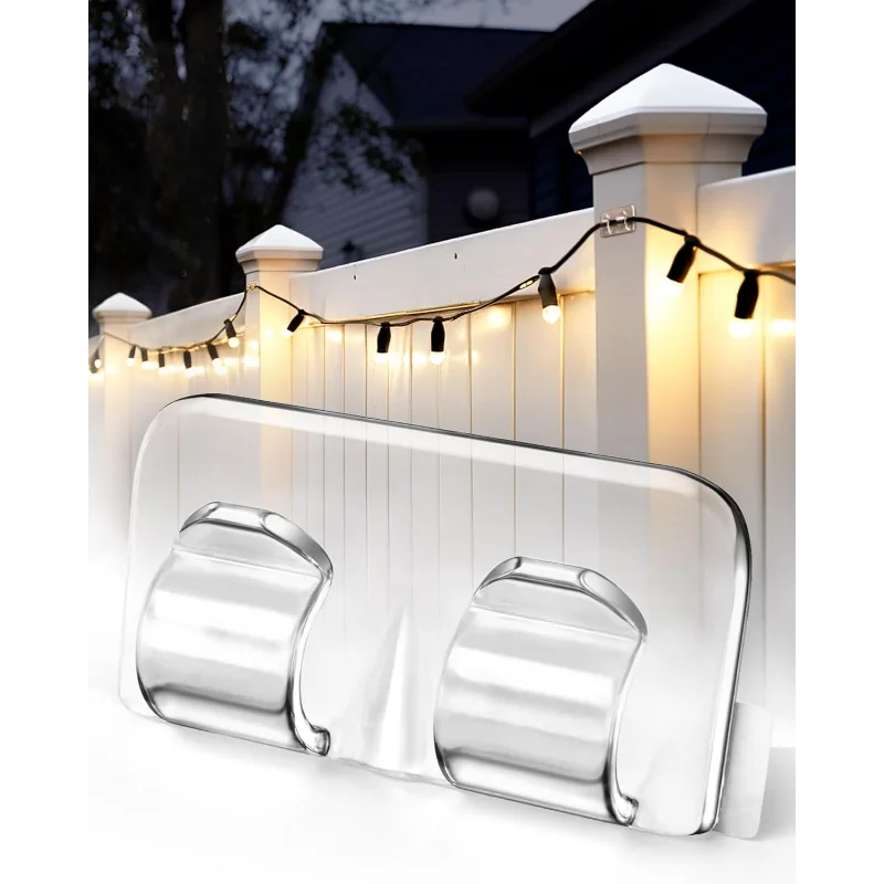 خطافات لمشابك أضواء سلسلة خارجية 26 قطعة خطاف إضاءة عالي التحمل مع شرائط لاصقة مقاومة للماء لتعليق إضاءة عيد الميلاد #1