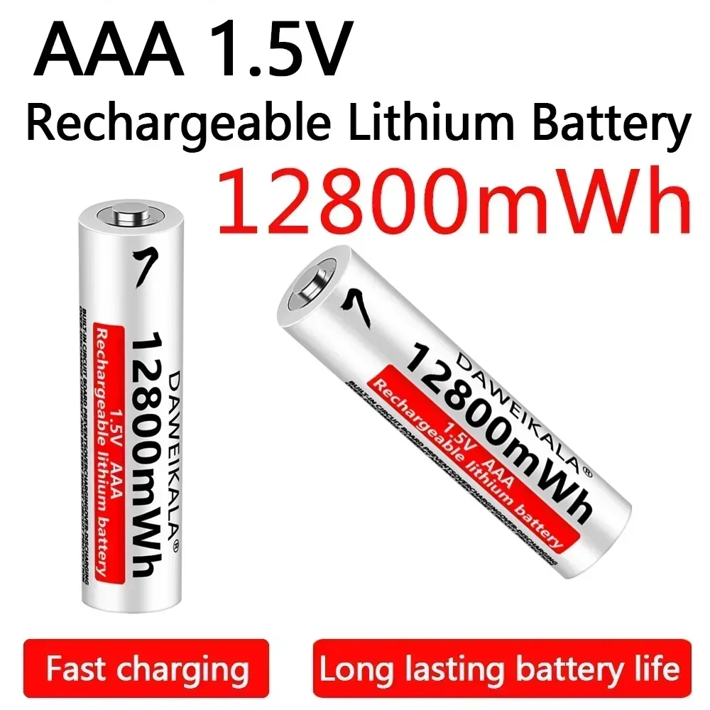 

1.5V AAA Battery 12800mWh Li-Ion Rechargeable Battery Long Life High Capacity for Mouse Flashlight Fan Game Machine