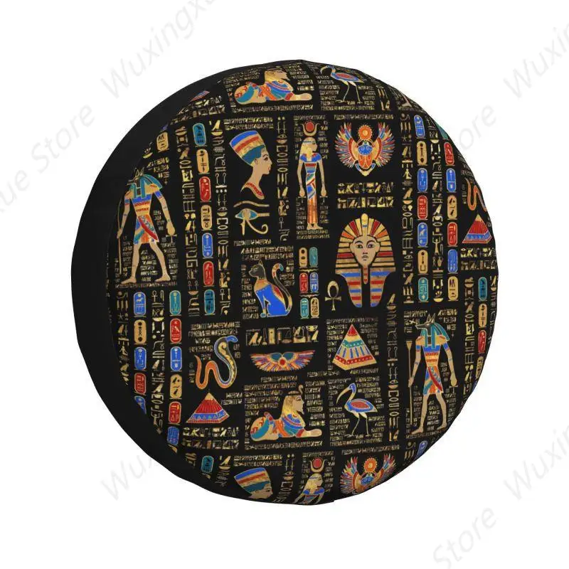 Egyptian Hieroglyphs And Deities Spare Wheel Tire Cover for Grand Cherokee Ancient Egypt Jeep RV SUV Camper Vehicle Accessories