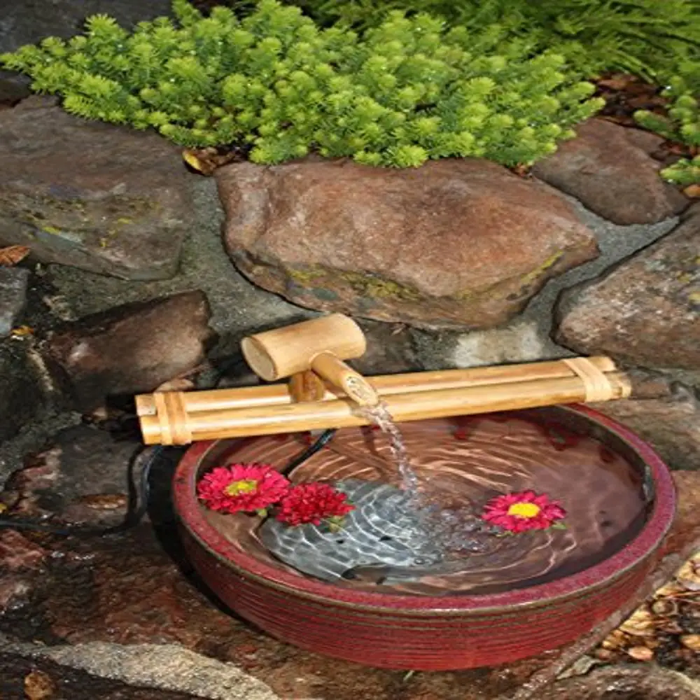 Indoor Outdoor Japanese Zen Bamboo Water Fountain Kit with Handcrafted Tam Vong Spout Soothing Sounds Setup in Minutes Long