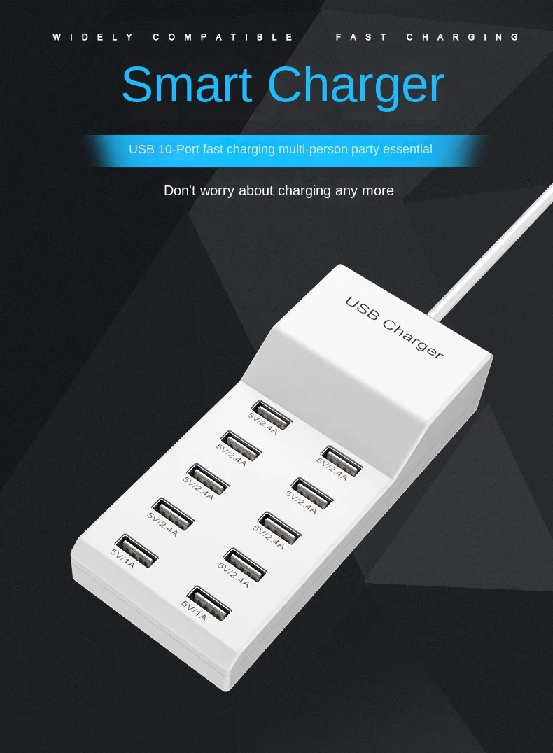 Caricatore USB ultiuso, 30W 6 porte USB stazione di ricarica USB per
